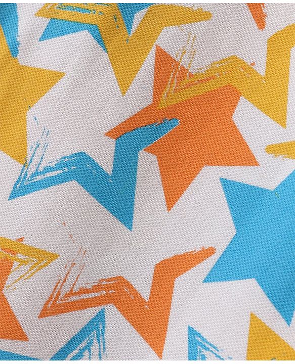 Pine Kids Cotton Half Sleeves Polo T-Shirt Stars Print - Snow White