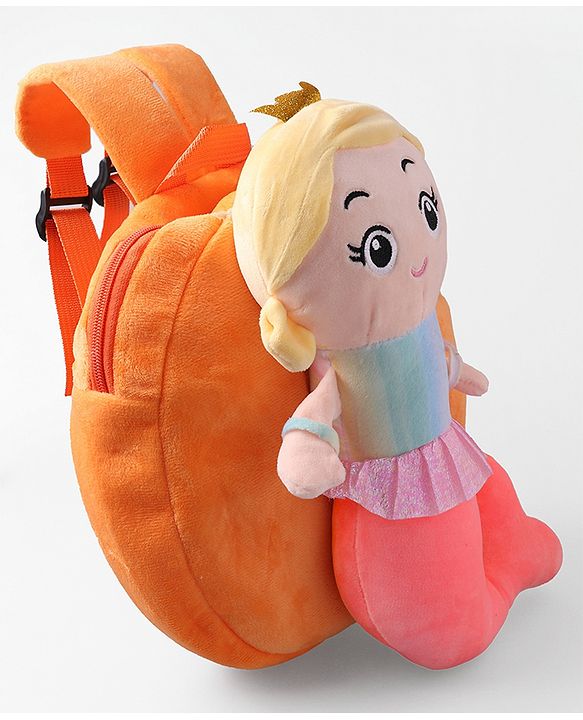 Babyhug Fashion Backpacks Mermaid Applique - Orange