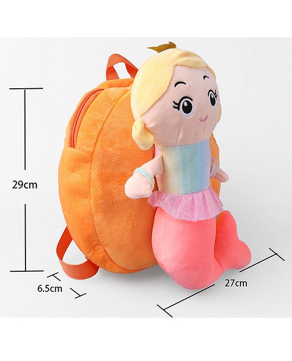 Babyhug Fashion Backpacks Mermaid Applique - Orange