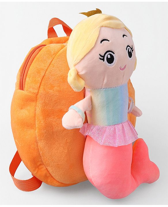 Babyhug Fashion Backpacks Mermaid Applique - Orange