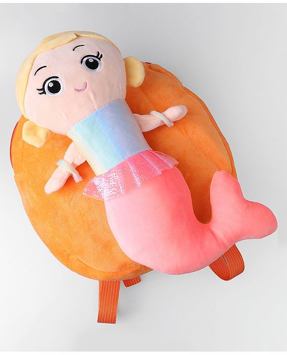 Babyhug Fashion Backpacks Mermaid Applique - Orange