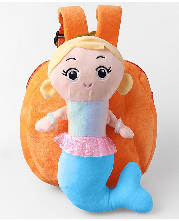 Babyhug Fashion Backpacks Mermaid Applique - Orange