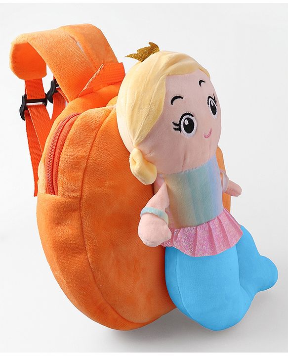 Babyhug Fashion Backpacks Mermaid Applique - Orange
