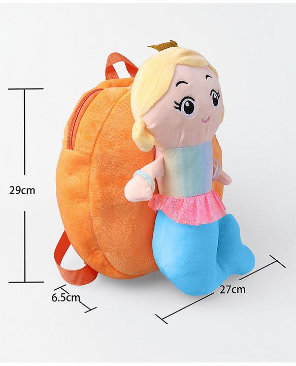 Babyhug Fashion Backpacks Mermaid Applique - Orange