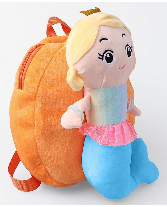 Babyhug Fashion Backpacks Mermaid Applique - Orange