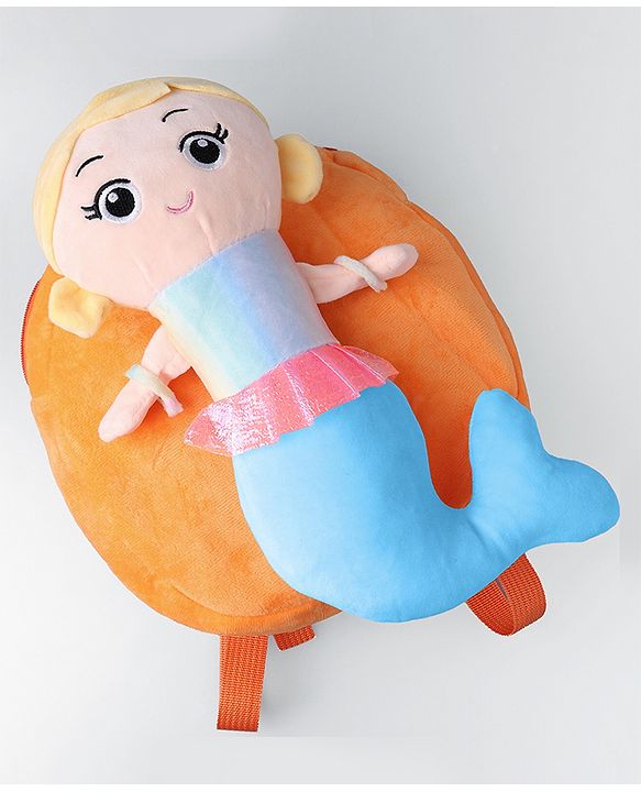 Babyhug Fashion Backpacks Mermaid Applique - Orange