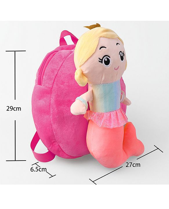 Babyhug Fashion Backpacks Mermaid Applique - Dark Pink
