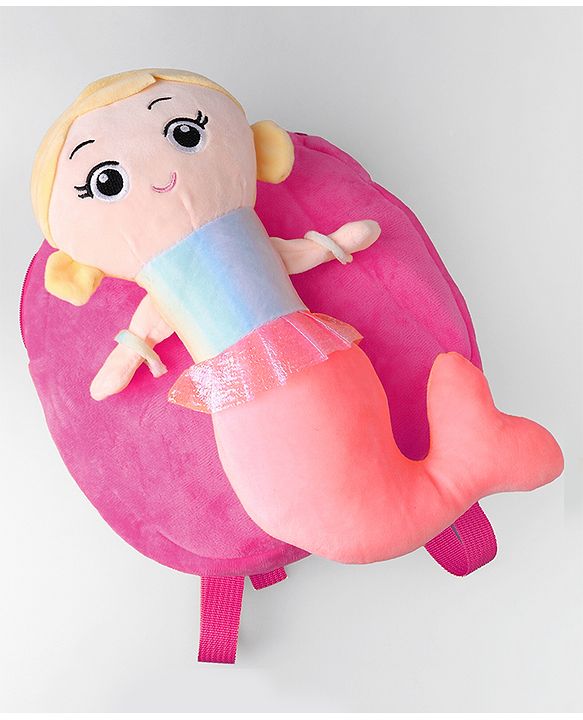 Babyhug Fashion Backpacks Mermaid Applique - Dark Pink