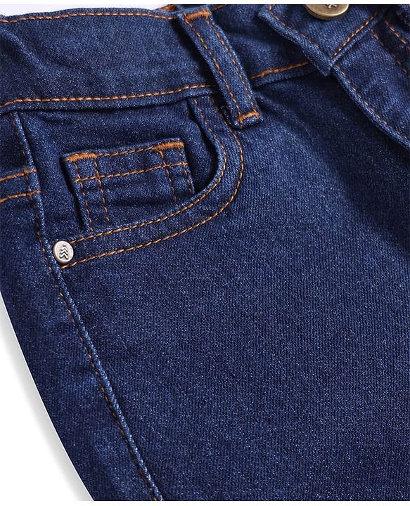 Pine Kids Denim Woven Full Length Washed Jeans  -Navy