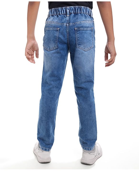 Pine Kids Woven Full Length Washed Denim Jeans - Blue