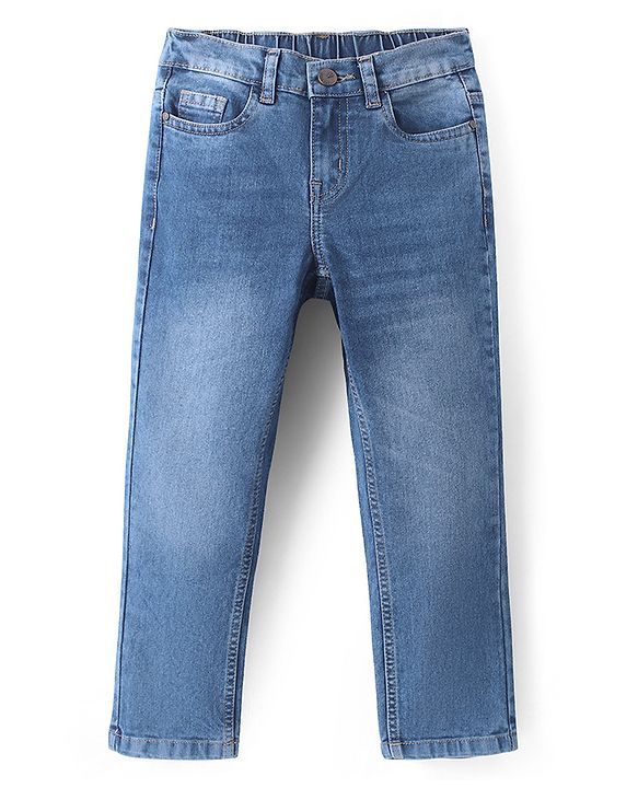 Pine Kids Woven Full Length Washed Denim Jeans - Blue