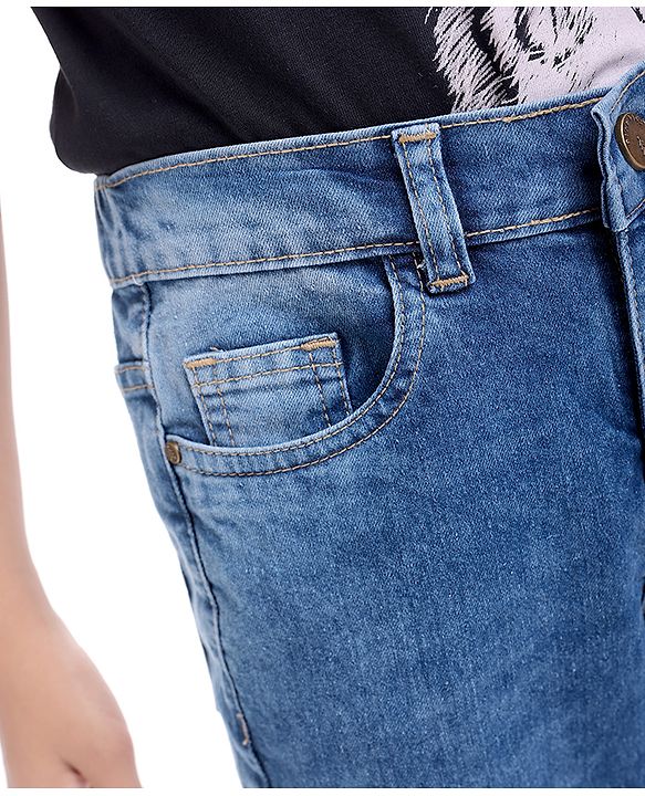 Pine Kids Woven Full Length Washed Denim Jeans - Blue