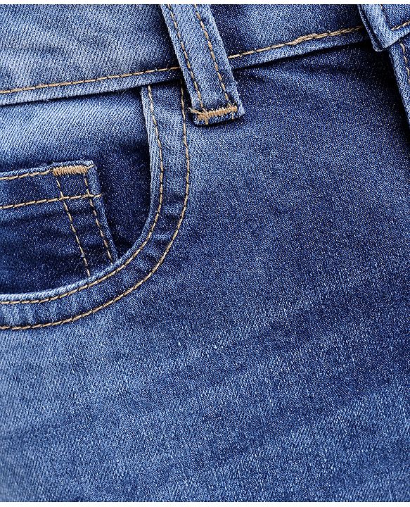 Pine Kids Woven Full Length Washed Denim Jeans - Blue