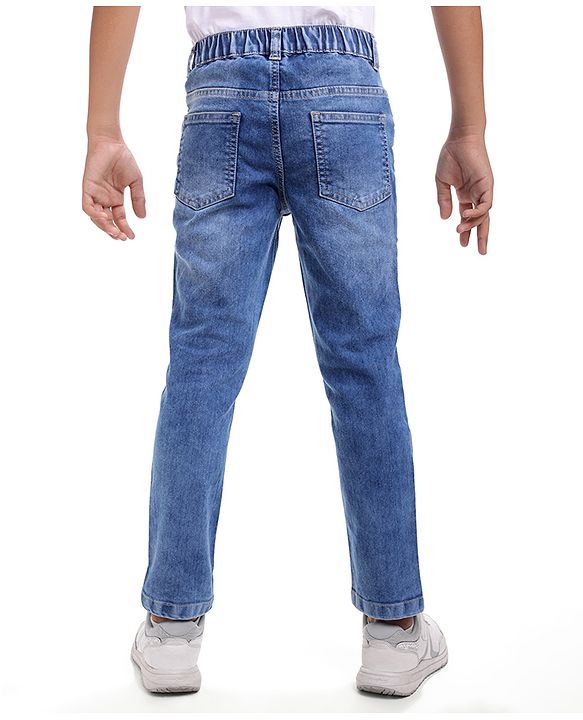Pine Kids Woven Full Length Washed Denim Jeans - Blue
