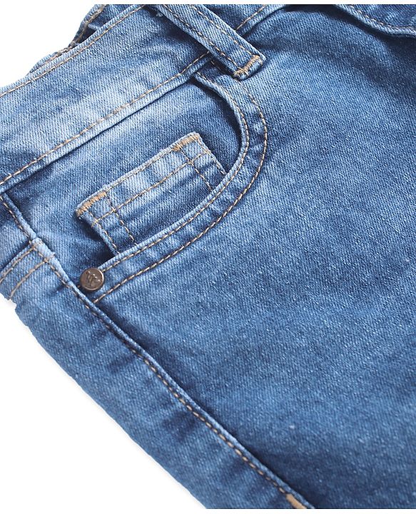 Pine Kids Woven Full Length Washed Denim Jeans - Blue