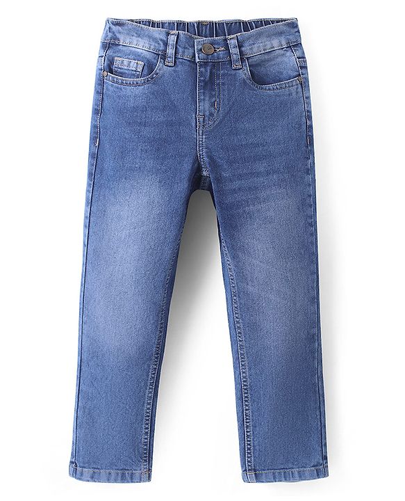 Pine Kids Woven Full Length Washed Denim Jeans - Blue