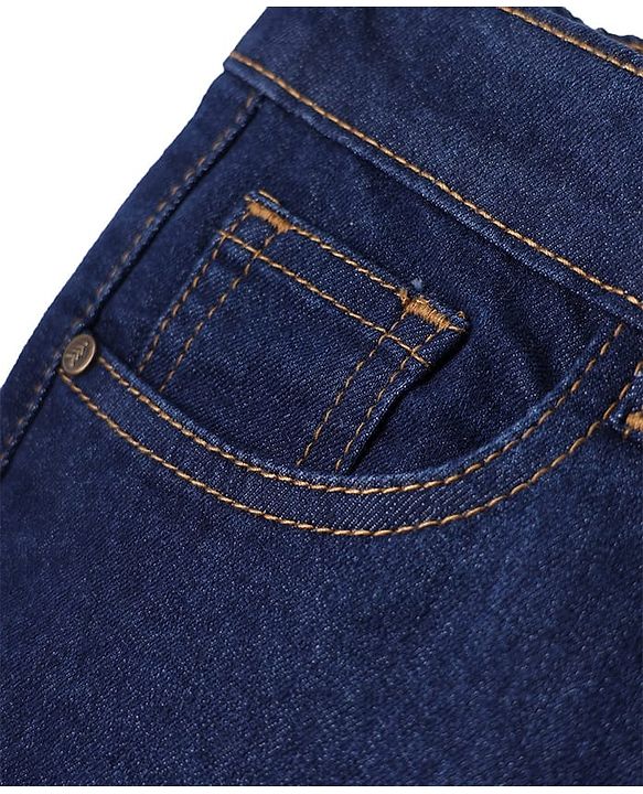 Pine Kids Full Length Washed Denim Jeans with Cargo Pocket - Navy Blue