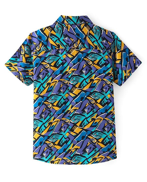 Pine Kids Viscose Woven Half Sleeves Shirt ABSRACT Print - Multicolor