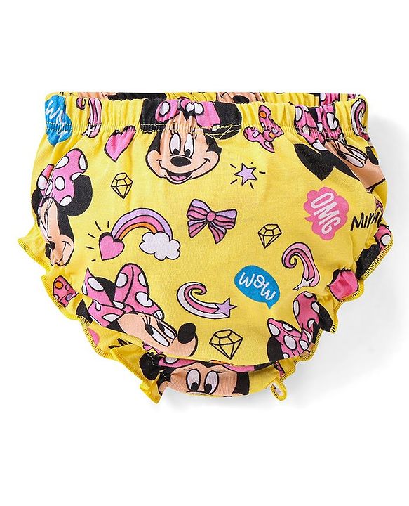 Babyhug Disney Interlock Knit Panties with Minnie Mouse Graphics Pack of 3 - Pink Yellow & White
