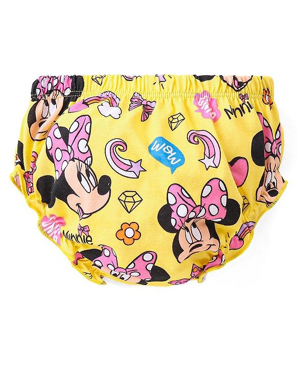 Babyhug Disney Interlock Knit Panties with Minnie Mouse Graphics Pack of 3 - Pink Yellow & White