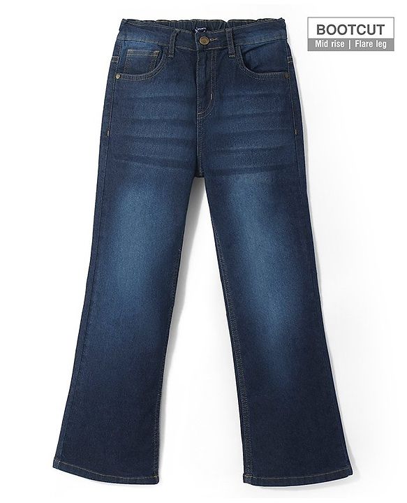 Pine Kids Cotton Rich Full Length Stretchable Denim with Adjustable waist band - BLUE