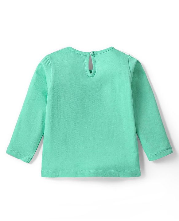 Babyhug Disney Cotton Knit Full Sleeves Night Suit With Minnie Mouse Print - Green