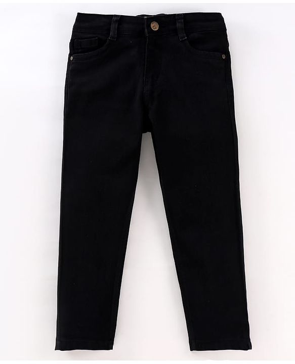 Pine Kids Denim Woven Full Length Washed Jeans - Black