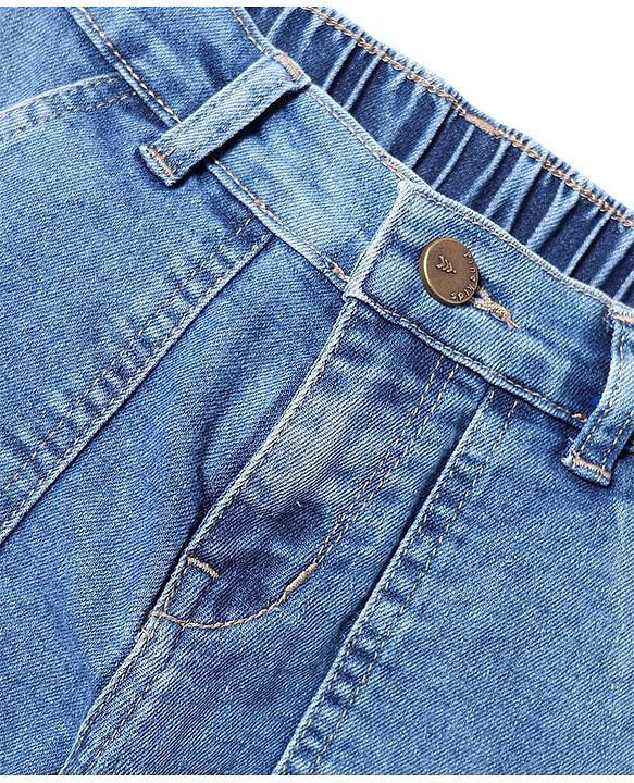 Pine Kids Full Length Washed Denim Jeans with Cargo Pocket - Light Blue