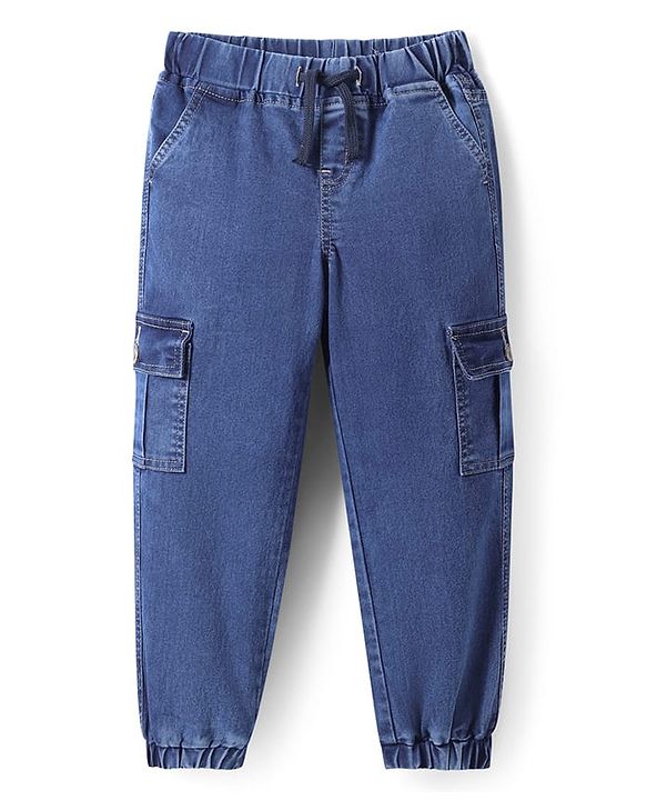 Pine Kids Denim Woven Full Length Washed Jogger Fit Jeans - Blue