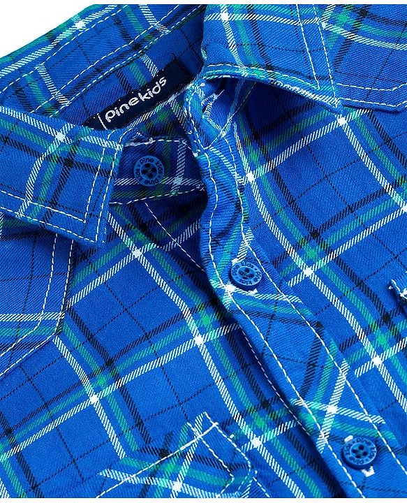 Pine Kids Cotton Full Sleeves Checks Shirts - Blue