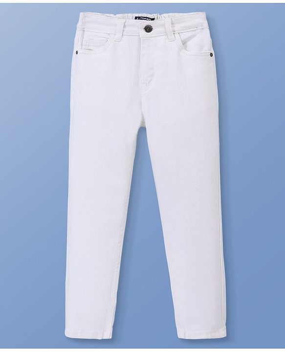 Pine Kids Full Length Denim Jeans Solid Colour - White