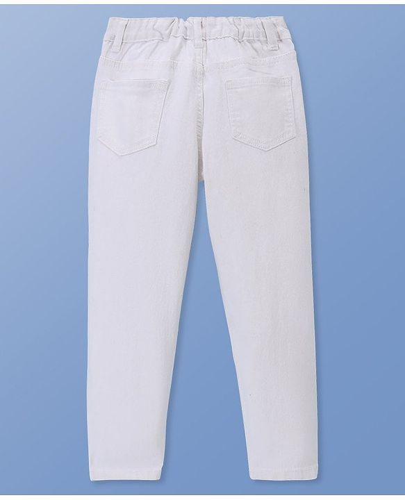 Pine Kids Full Length Denim Jeans Solid Colour - White