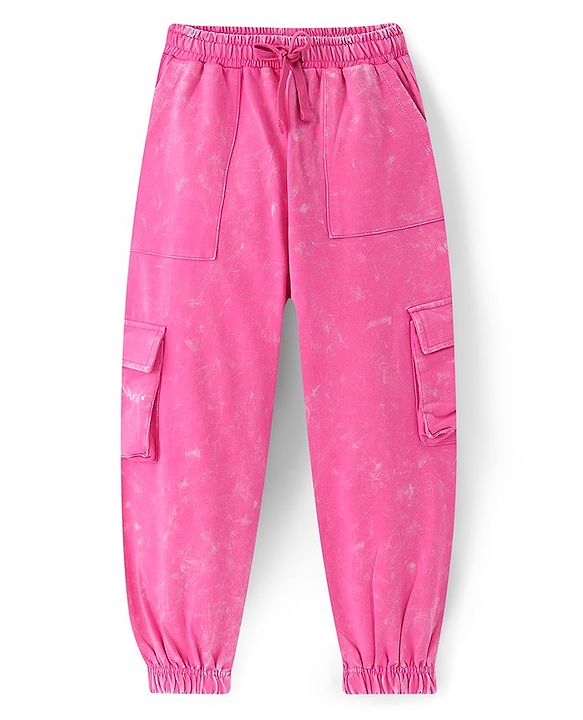 Pine Kids Cotton  Looper Full Length Solid Lounge Pants - Pink