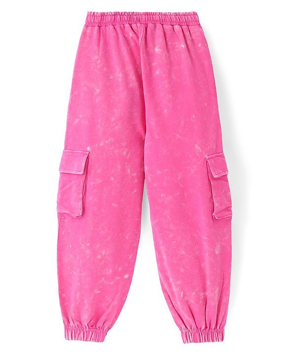 Pine Kids Cotton  Looper Full Length Solid Lounge Pants - Pink