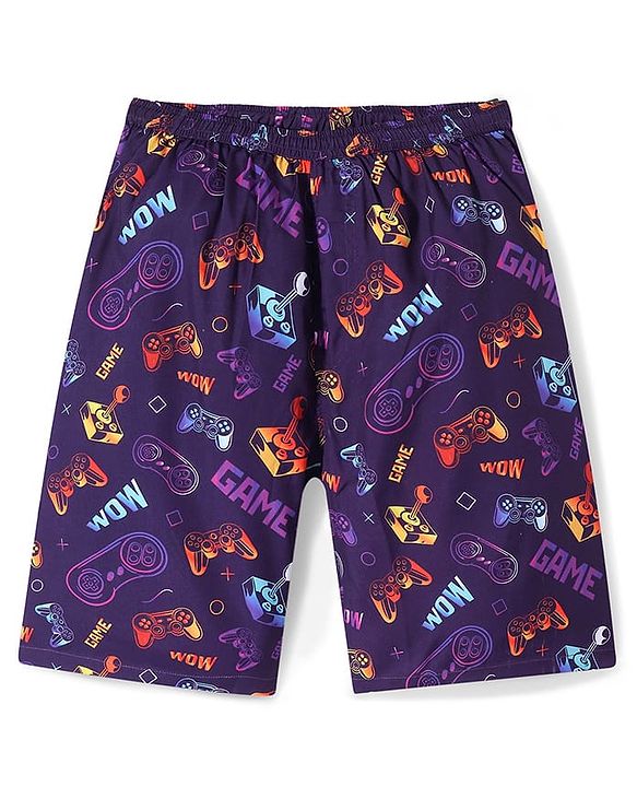 Pine Kids Mid Thigh Swimming Board Shorts Games Print - Multicolour