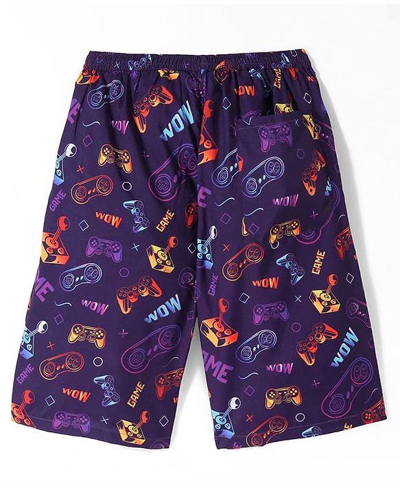 Pine Kids Mid Thigh Swimming Board Shorts Games Print - Multicolour