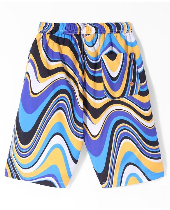 Pine Kids Mid Thigh Swimming Board Shorts Marble Print - Multicolour