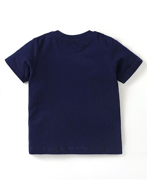 Babyhug Cotton Knit Half Sleeves Night Suit With Animals Print - Navy & Grey