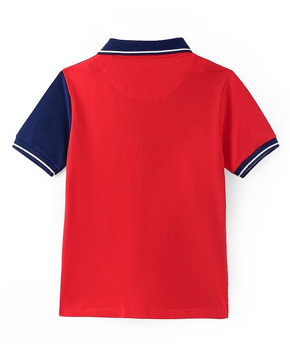 Pine Kids Cotton Knit Half Sleeves Polo T-Shirt Text Print - Multicolour