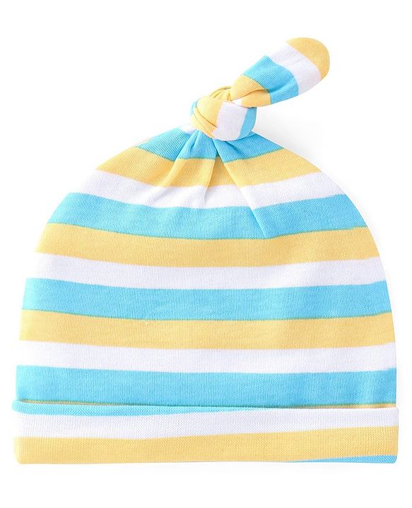Babyhug 100% Cotton Cap with Beach Theme Print Pack of 2 - Blue & Yellow
