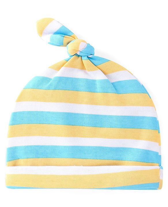 Babyhug 100% Cotton Cap with Beach Theme Print Pack of 2 - Blue & Yellow