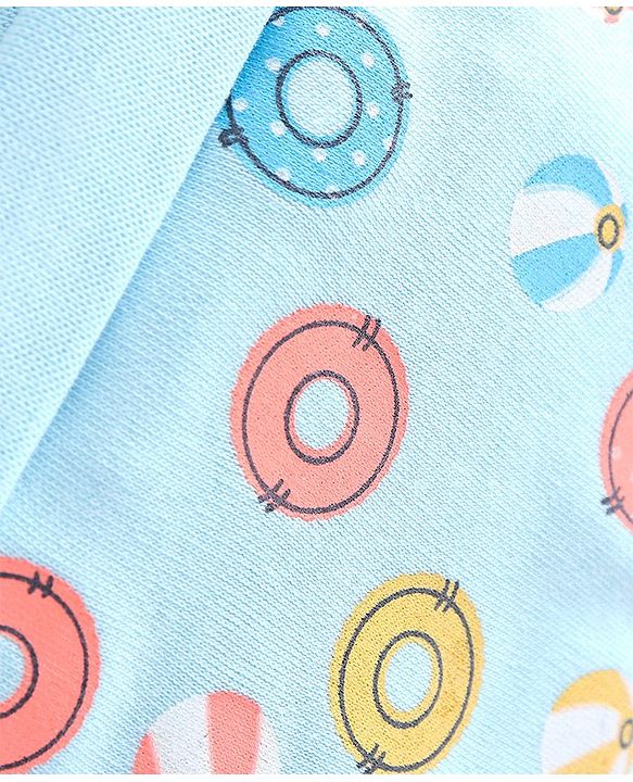 Babyhug 100% Cotton Cap with Beach Theme Print Pack of 2 - Blue & Yellow