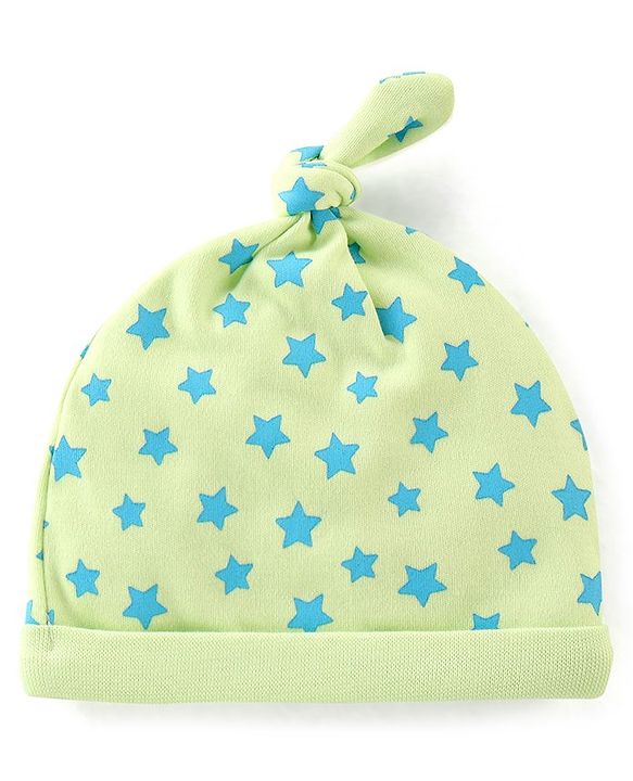 Babyhug 100% Cotton Cap with Star Print - Green