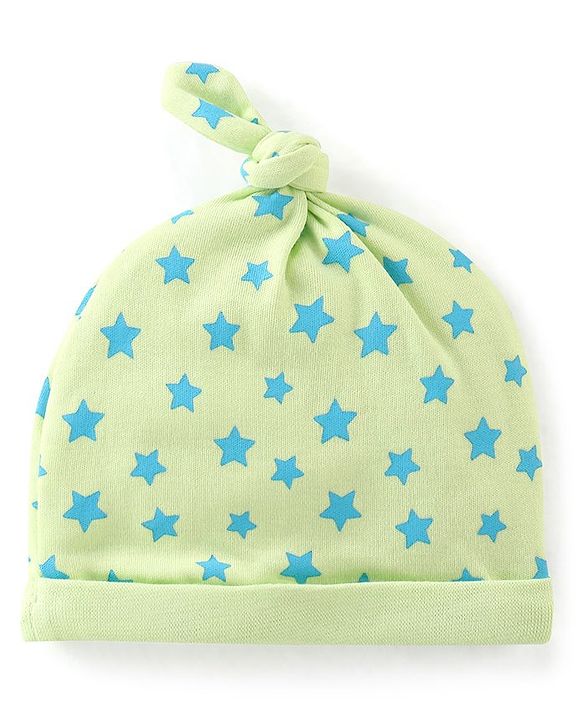Babyhug 100% Cotton Cap with Star Print - Green