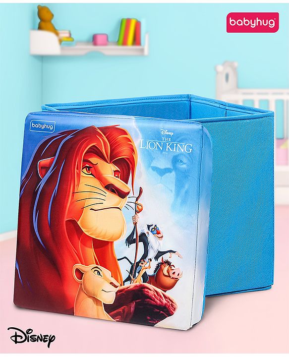 Babyhug Disney Foldable Storage Box with Lid The Lion King Theme- Blue| Collapsible Design| Versatile Use| Toys and Books Organizer| Trendy Storage Solution