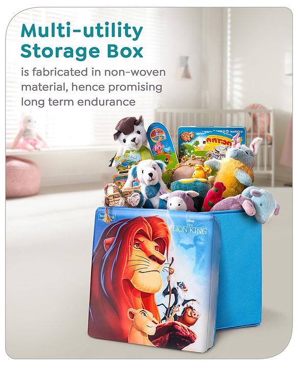 Babyhug Disney Foldable Storage Box with Lid The Lion King Theme- Blue| Collapsible Design| Versatile Use| Toys and Books Organizer| Trendy Storage Solution