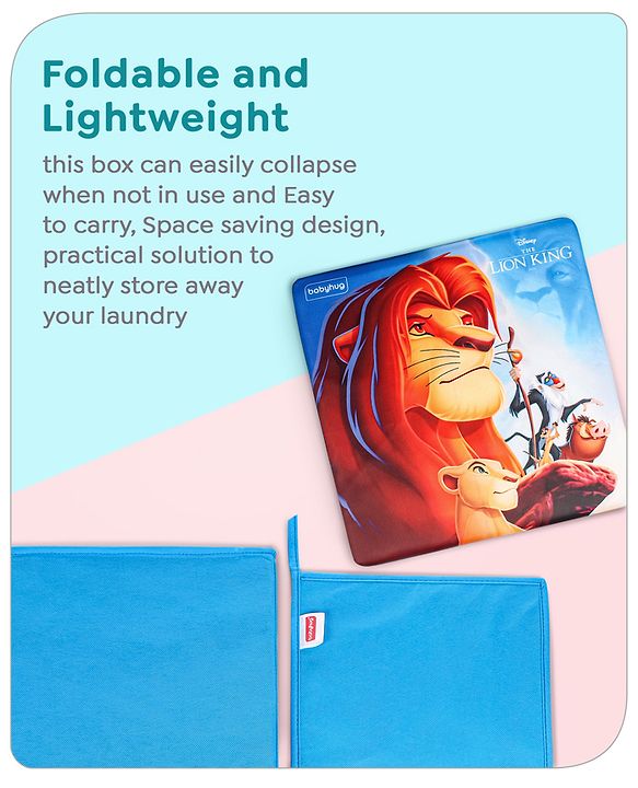 Babyhug Disney Foldable Storage Box with Lid The Lion King Theme- Blue| Collapsible Design| Versatile Use| Toys and Books Organizer| Trendy Storage Solution
