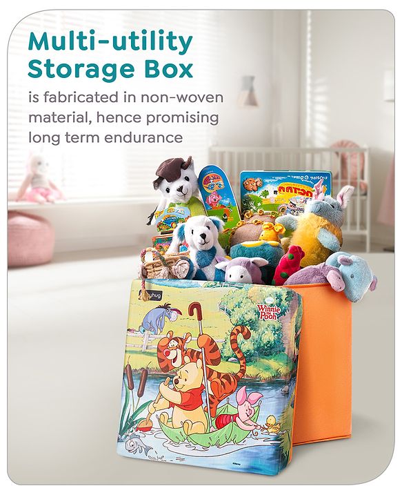 Babyhug Disney Foldable Storage Box with Lid The Lion King Theme- Blue| Collapsible Design| Versatile Use| Toys and Books Organizer| Trendy Storage Solution
