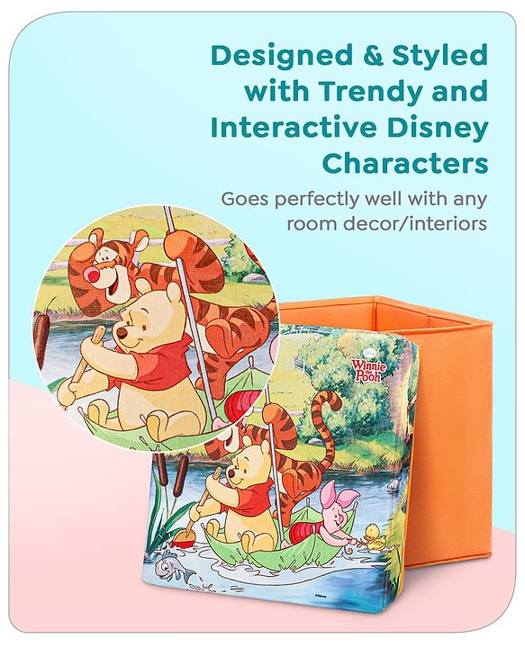 Babyhug Disney Foldable Storage Box with Lid The Lion King Theme- Blue| Collapsible Design| Versatile Use| Toys and Books Organizer| Trendy Storage Solution