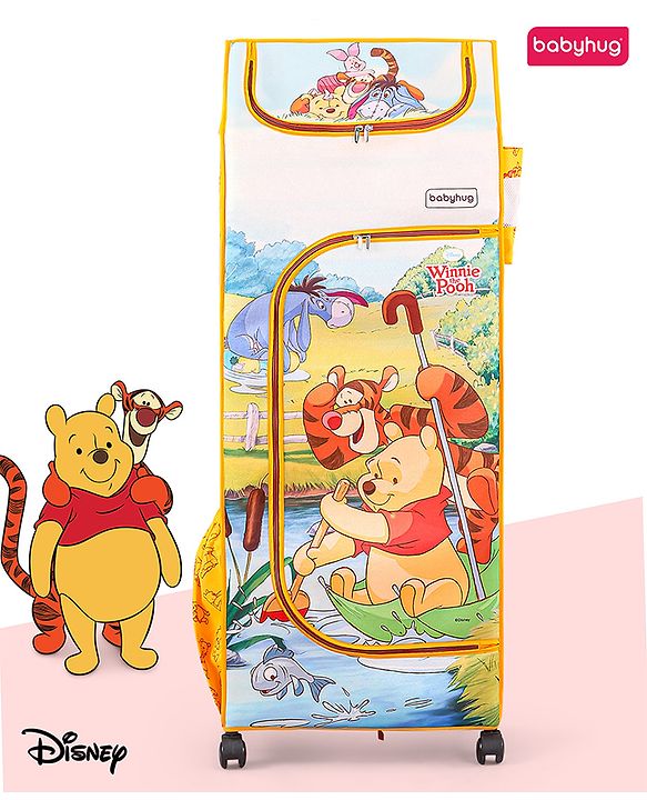 Babyhug Disney 4 Shelved Almirah With Wheels Winnie The Pooh Theme - Yellow
